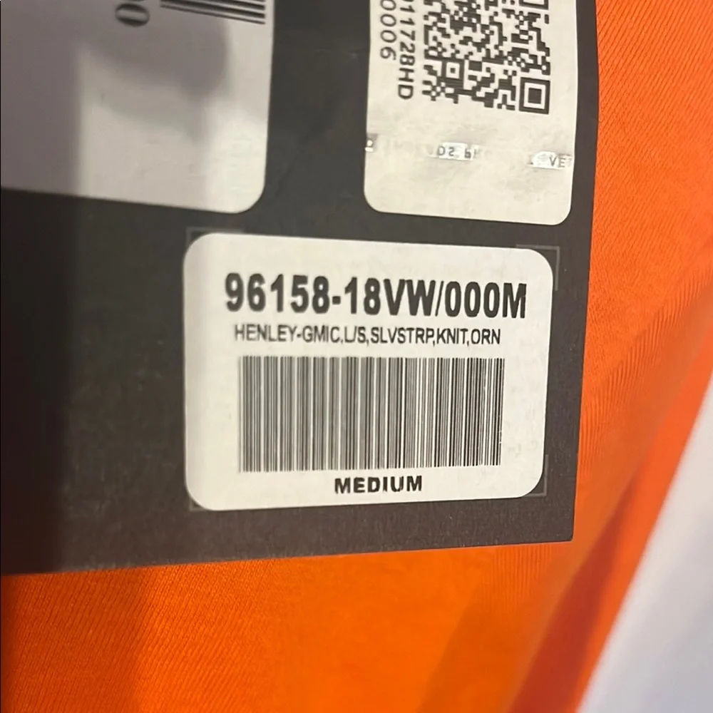 NWT Harley-Davidson Orange Longsleeve Henley Shirt with Button front Sz M - Picture 5 of 11